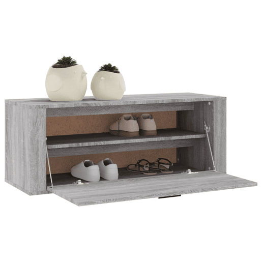vidaXL Sapateira de parede 100x35x38 cm derivados madeira cinza sonoma