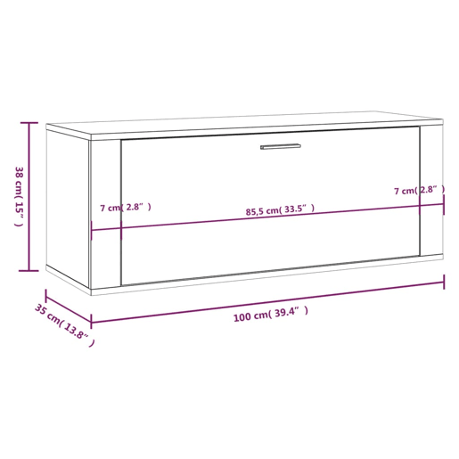vidaXL Sapateira de parede 100x35x38 cm derivados madeira cinza sonoma