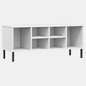 vidaXL Sapateira pernas metal 106x35x45cm madeira maciça OSLO branco