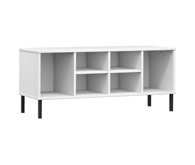 Vidaxl zapatero con patas metal oslo madera maciza blanco 106x35x45 cm