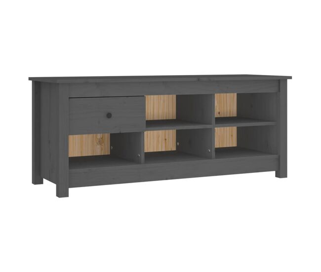 Vidaxl armario zapatero de madera maciza de pino gris 110x38x45,5 cm