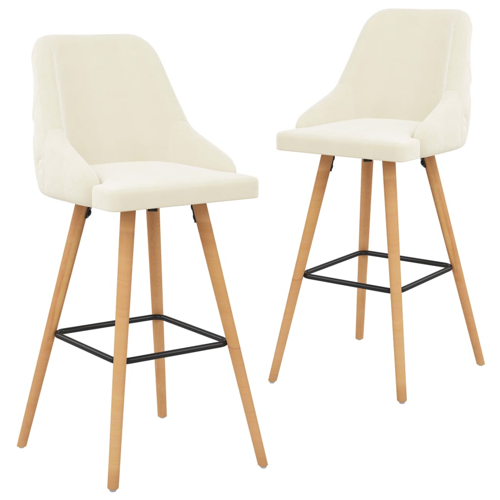 Vidaxl taburetes de cocina 2 unidades terciopelo crema
