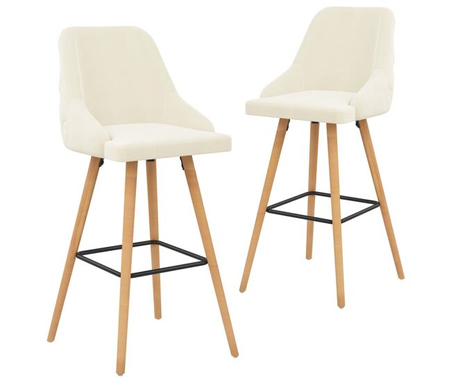 Vidaxl taburetes de cocina 2 unidades terciopelo crema