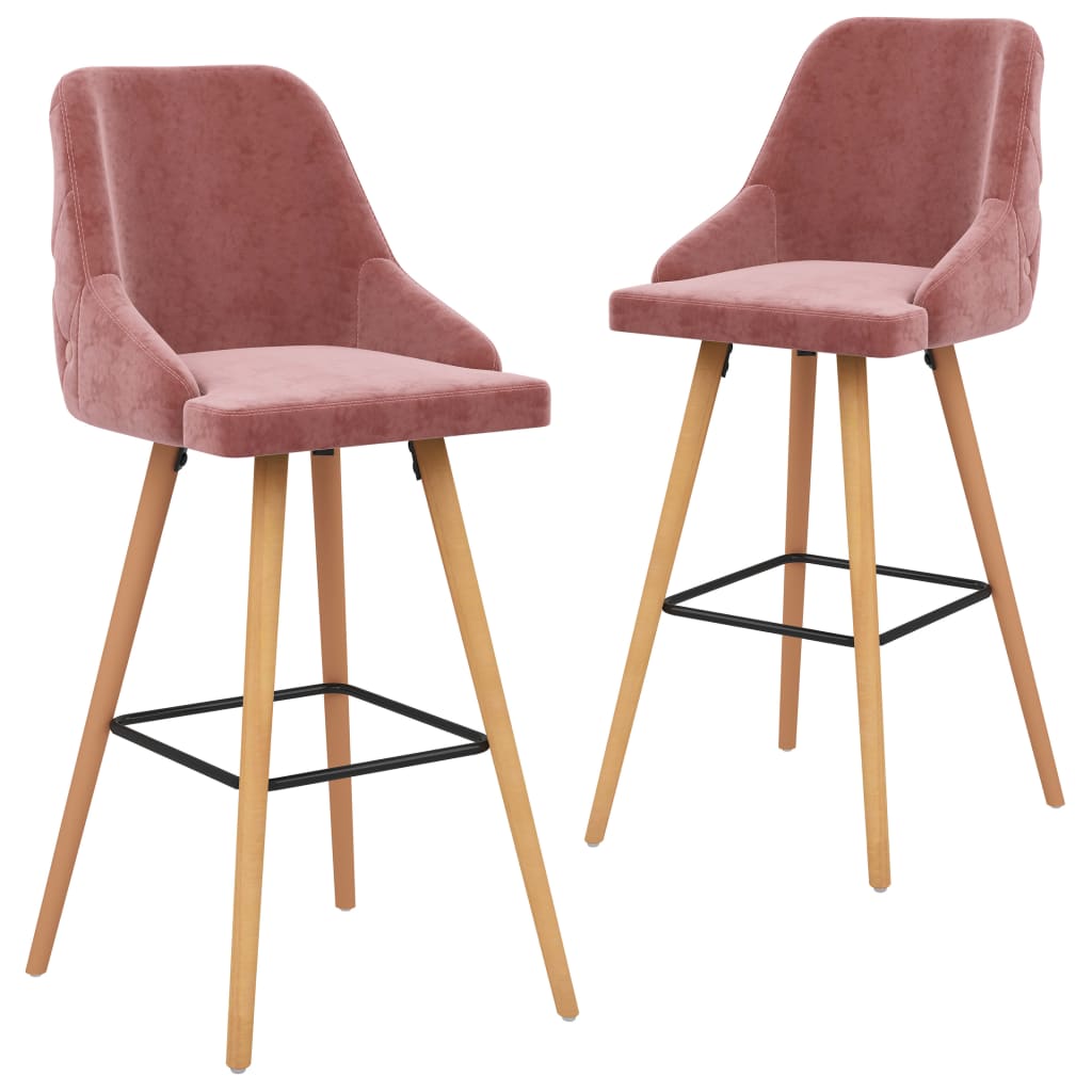 Vidaxl taburetes de cocina 2 unidades terciopelo rosa