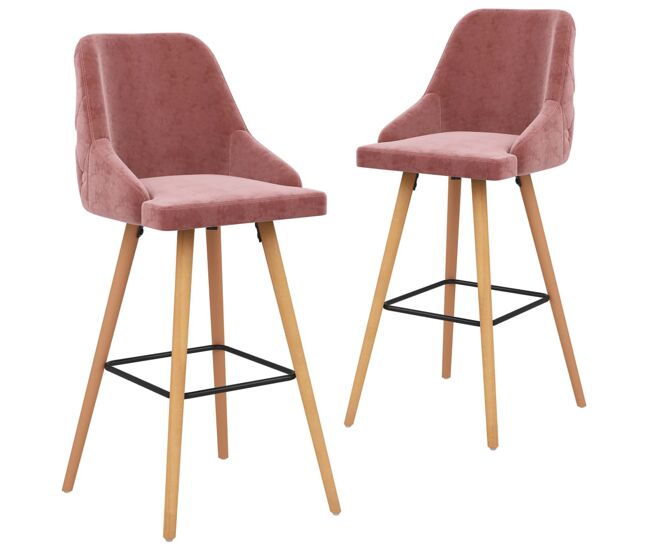 Vidaxl taburetes de cocina 2 unidades terciopelo rosa