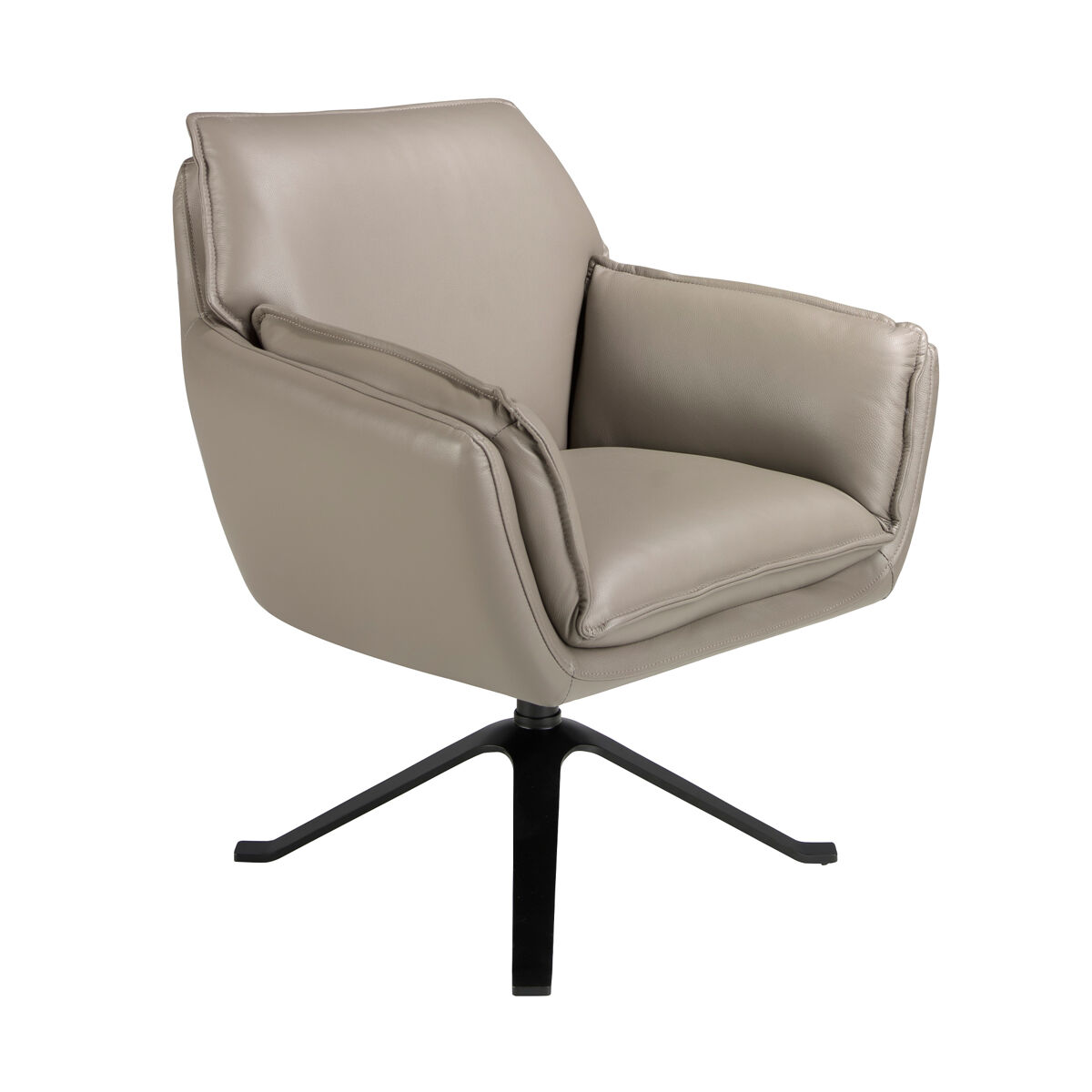 Sillón giratorio en piel gris oscuro - angel cerdá 77x74x90 cm