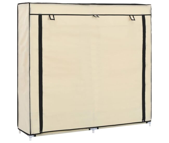 Vidaxl mueble zapatero con funda de tela color crema 115x28x110 cm