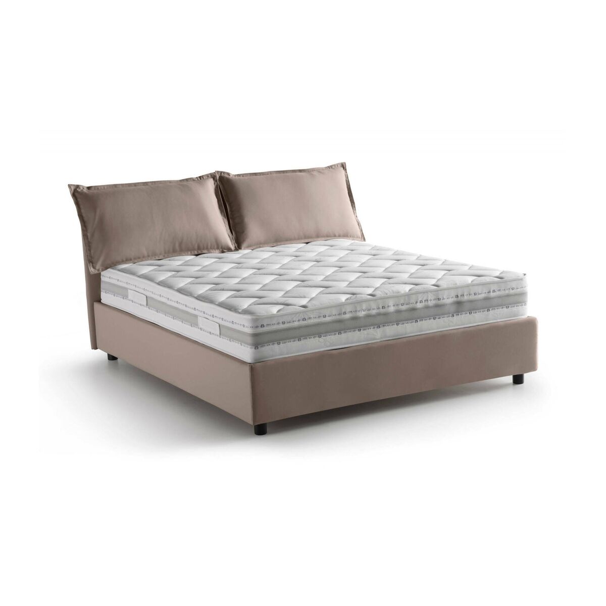 Cama de casal de tecido 175x215 Marrón Claro