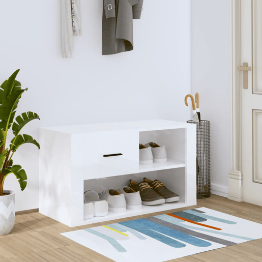 vidaXL Sapateira 80x35x45 cm derivados de madeira branco brilhante vidaXL Sapateira 80x35x45 cm derivados de madeira branco brilhante