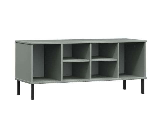 Vidaxl zapatero con patas metal oslo madera maciza gris 106x35x45 cm