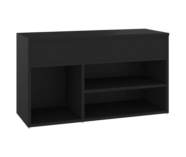 Vidaxl banco zapatero madera de ingeniería negro 80x30x45 cm