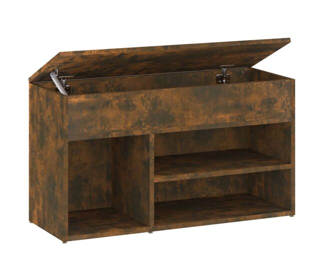 Vidaxl banco zapatero madera contrachapada roble ahumado 80x30x45 cm