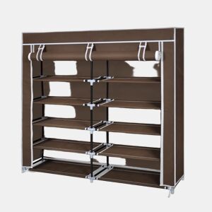 vidaXL Armário p sapatos com cobertura 115x28x110cm tecido castanho