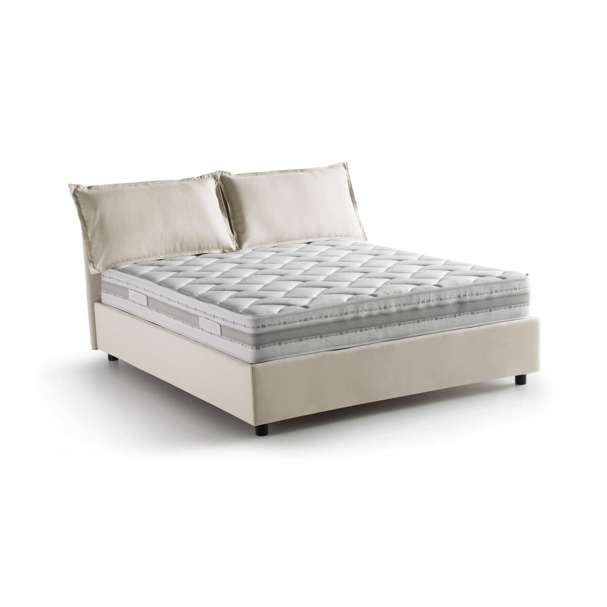 Cama de casal de tecido 175x215 Beige