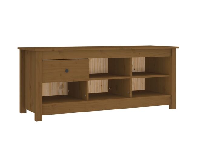 Vidaxl armario zapatero madera maciza pino marrón miel 110x38x45,5cm