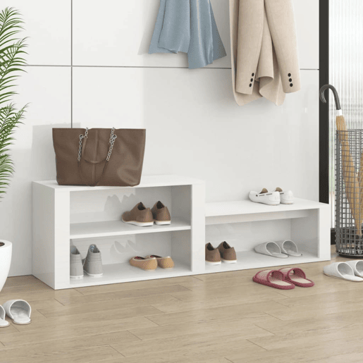 vidaXL Sapateira 150x35x45 cm derivados de madeira branco brilhante vidaXL Sapateira 150x35x45 cm derivados de madeira branco brilhante