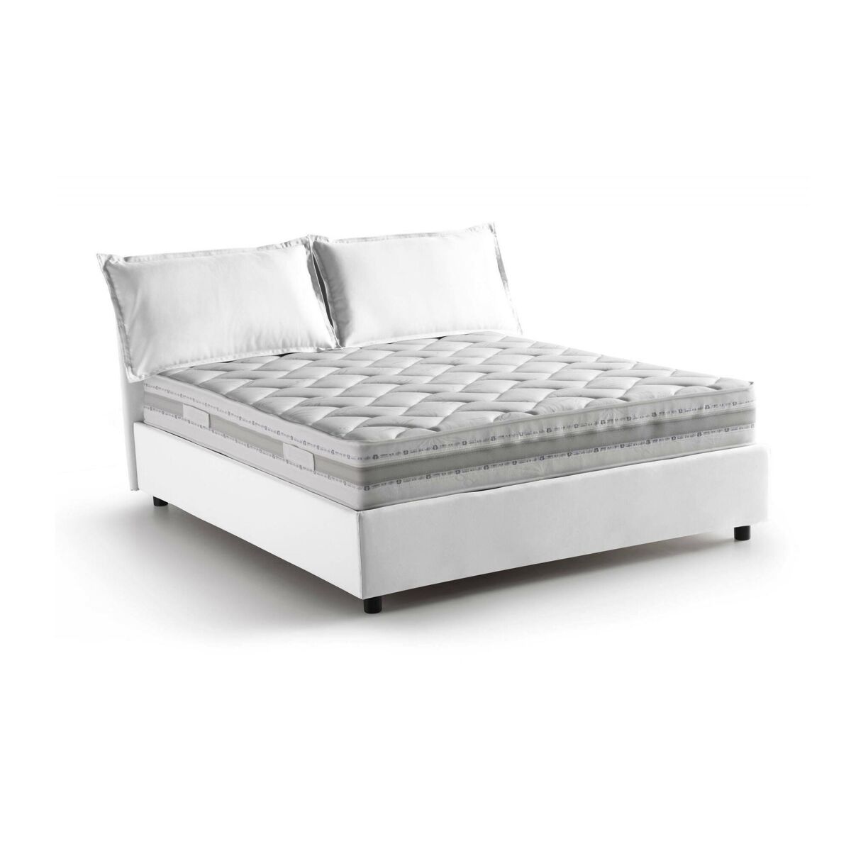 Cama de casal de tecido 155x205 Blanco