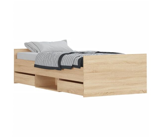 Estructura de cama con cabecero piecero roble sonoma 100x200 cm