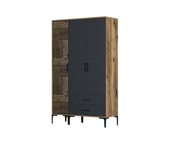 Armário de 3 portas com efeito madeira 120