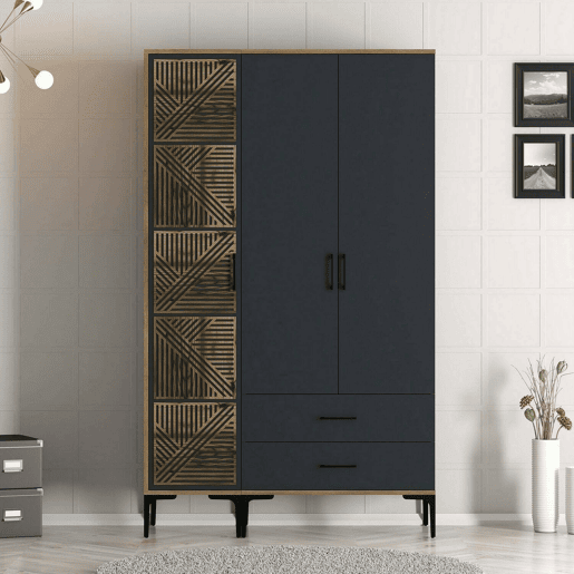Armário de 3 portas com efeito madeira