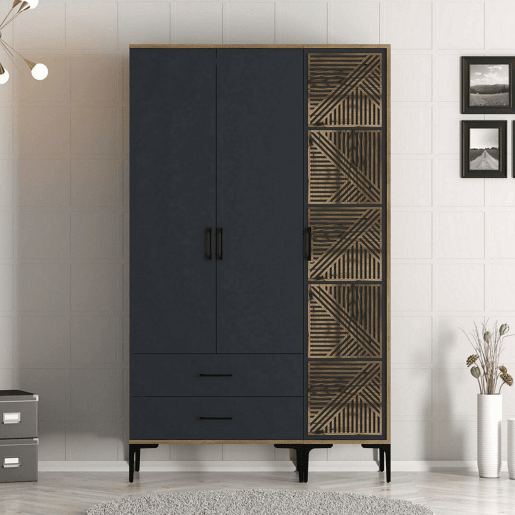 Armário de 3 portas com efeito madeira