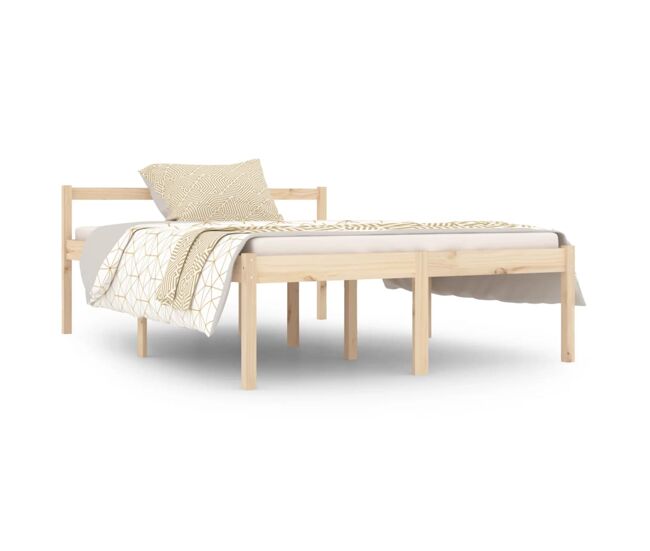 Estructura de cama de madera maciza de pino 140x190 cm