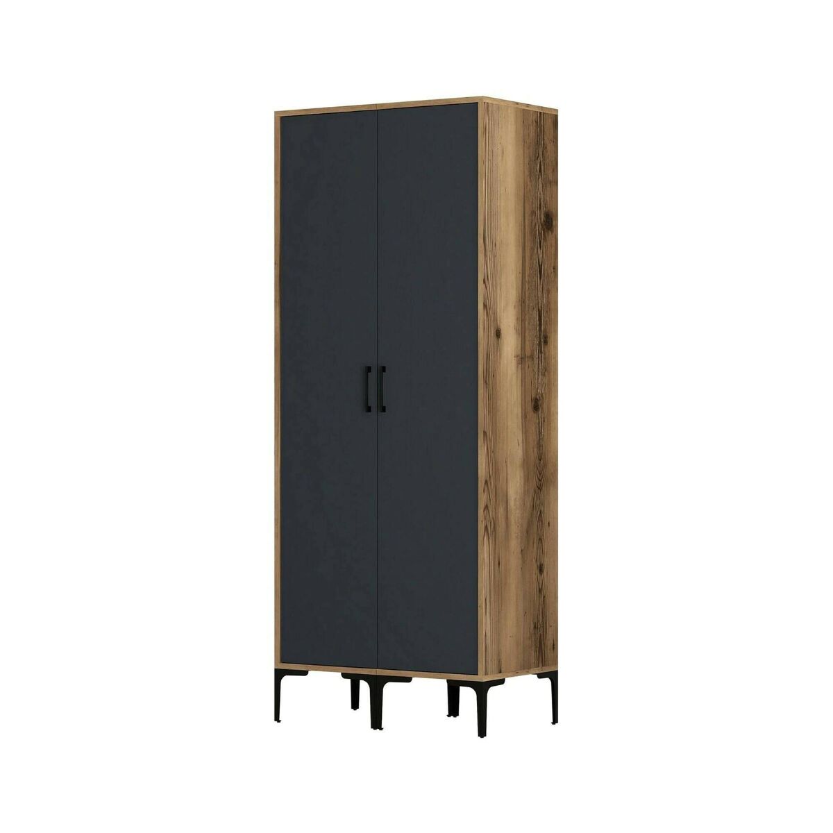 Armário 2 portas com efeito madeira 80 Gris/ Madera