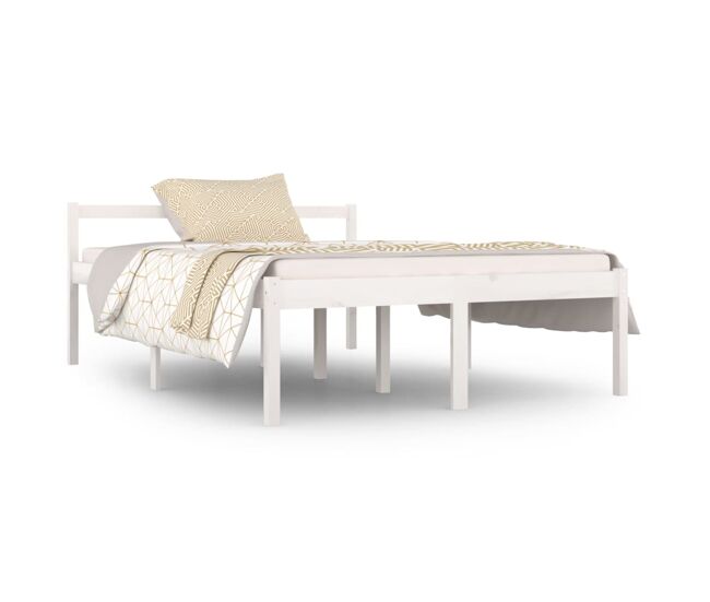 Estructura de cama de madera maciza de pino blanco 140x190 cm