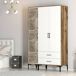 Armário de 3 portas com efeito madeira 120 Armário de 3 portas com efeito madeira 120 Blanco/ Madera