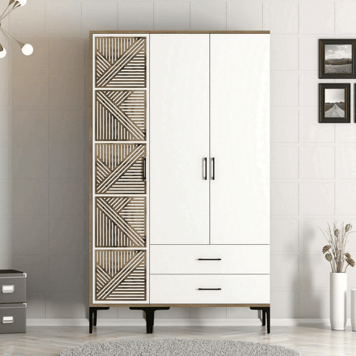 Armário de 3 portas com efeito madeira
