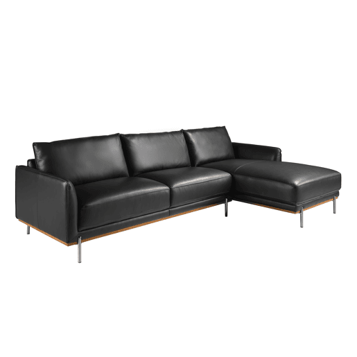 ANGEL CERDA Sofá chaise longue direito em pele preta ANGEL CERDA Sofá chaise longue direito em pele preta
