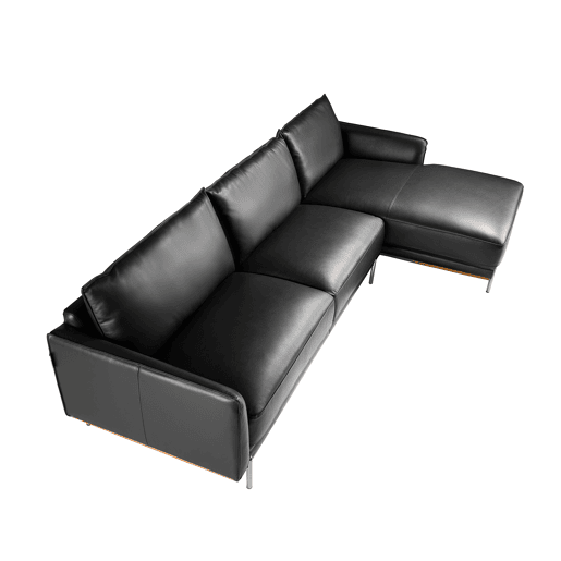 ANGEL CERDA Sofá chaise longue direito em pele preta ANGEL CERDA Sofá chaise longue direito em pele preta