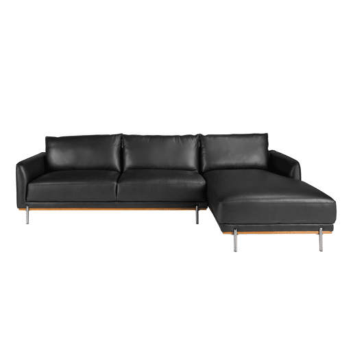 ANGEL CERDA Sofá chaise longue direito em pele preta ANGEL CERDA Sofá chaise longue direito em pele preta