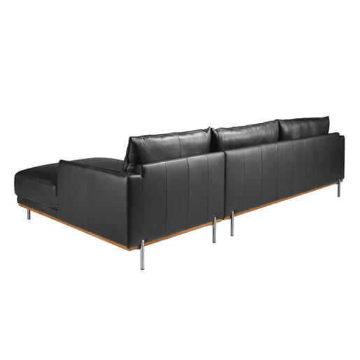 ANGEL CERDA Sofá chaise longue direito em pele preta ANGEL CERDA Sofá chaise longue direito em pele preta