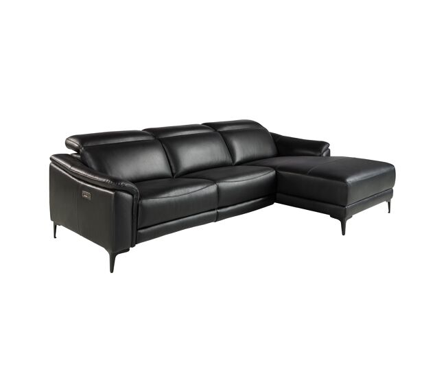 Angel cerda sofá chaise longue relax derecha piel negro