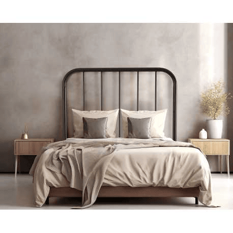 Cabeceira de cama em ferro forjado com tubo lateral de 30mm e altura máxima de 125 cm Cabeceira de cama em ferro forjado com tubo lateral de 30mm e altura máxima de 125 cm
