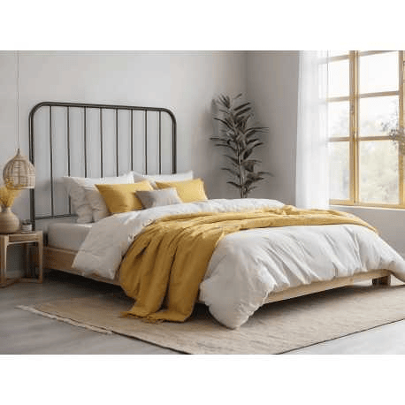 Cabeceira de cama em ferro forjado com tubo lateral de 30mm e altura máxima de 125 cm