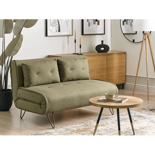 Sofá-cama VESTFOLD Tecido Verde-oliva 2 lugares