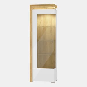 Vitrine 1 porte ouverture gauche LED inclus Teo Blanc et Bois