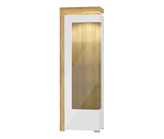 Vitrina 1 puerta apertura a la izquierda con led teo blanco y madera