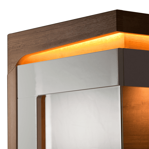 Vitrine 1 porte ouverture gauche LED inclus Teo Blanc et Bois