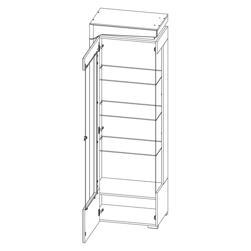 Vitrine 1 porte ouverture gauche LED inclus Teo Blanc et Bois