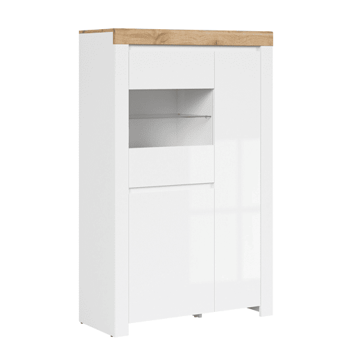 Vitrina de 3 portas Hella Branco e Madeira Vitrina de 3 portas Hella Branco e Madeira