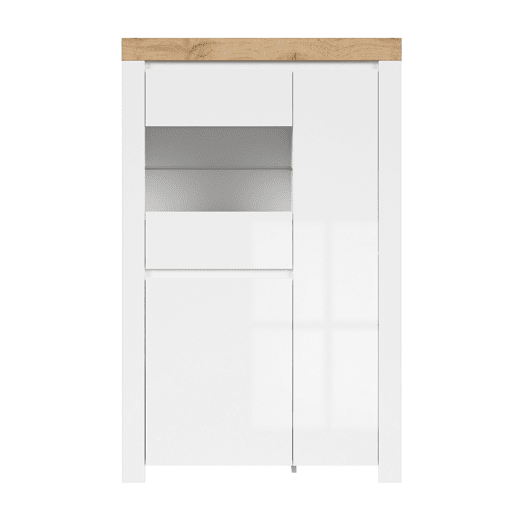 Vitrina de 3 portas Hella Branco e Madeira Vitrina de 3 portas Hella Branco e Madeira