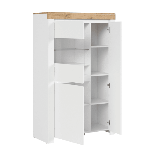 Vitrina de 3 portas Hella Branco e Madeira Vitrina de 3 portas Hella Branco e Madeira