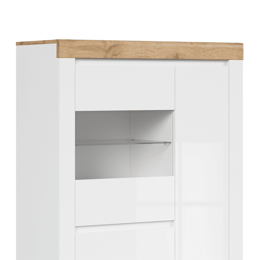 Vitrina de 3 portas Hella Branco e Madeira Vitrina de 3 portas Hella Branco e Madeira