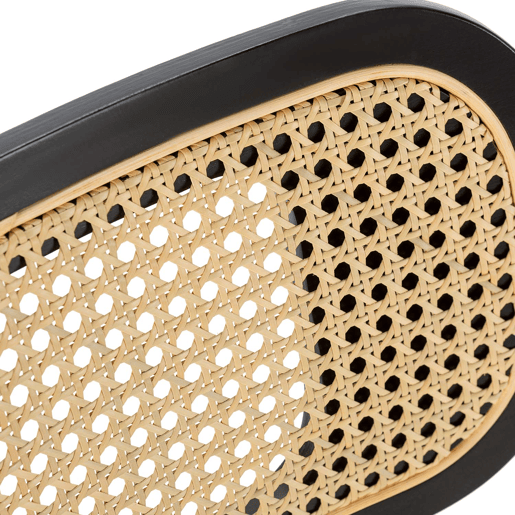 Pack de 2 cadeiras Boira Preta com Tecido ovelha e rattan sintético