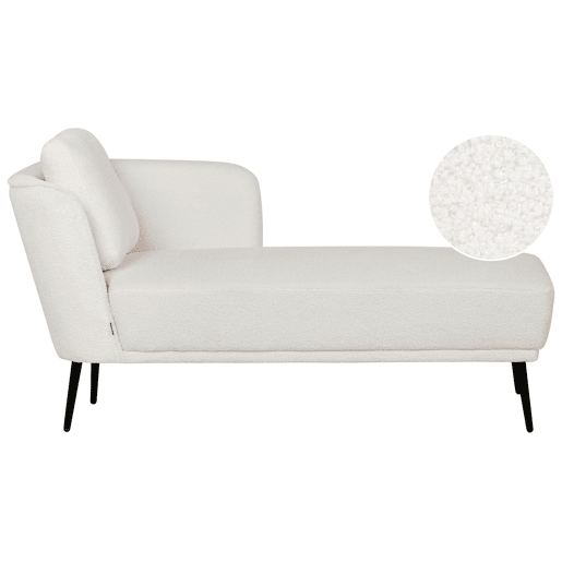 Chaise longue à esquerda ARTHEZE Bouclé Branco creme