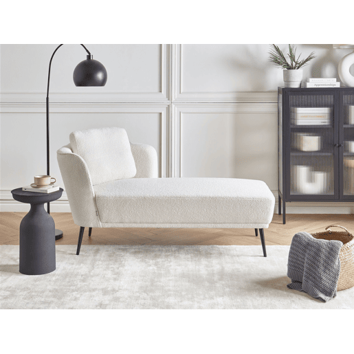 Chaise longue à esquerda ARTHEZE Bouclé Branco creme