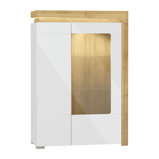 Vitrina 2 portas direita LED incluída Teo Branco e Madeira
